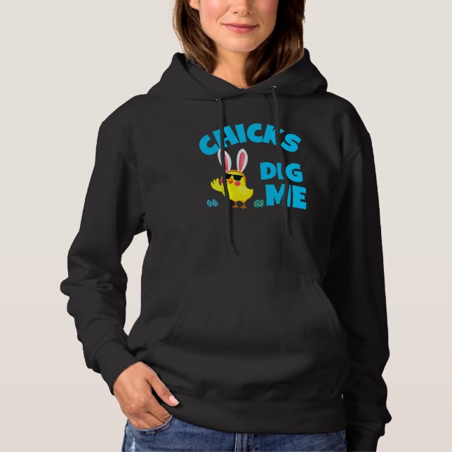 Sudadera Graciosos chicks me cavan hombres divertidos cazad (Anverso)
