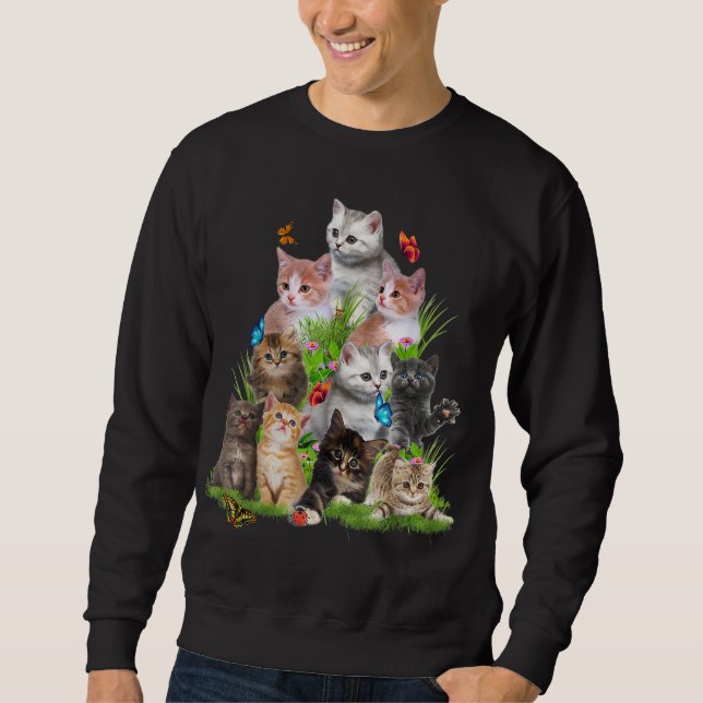 Sudadera Graciosos gatos Árbol de Navidad Cute Gato Gato Ga (Anverso)