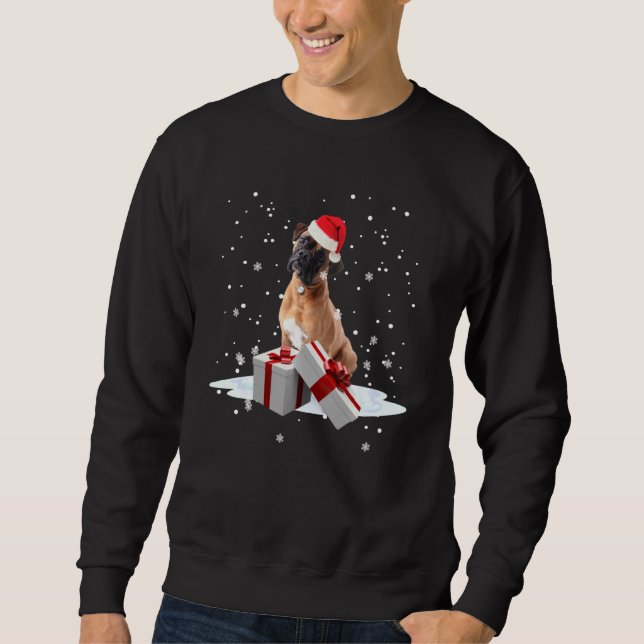 Sudadera Graciosos Navidades de Boxer en Santa Hat Animal K (Anverso)