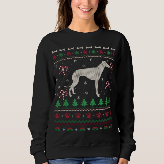 Sudadera Graciosos Navidades de perros de Greyhound italian (Anverso)