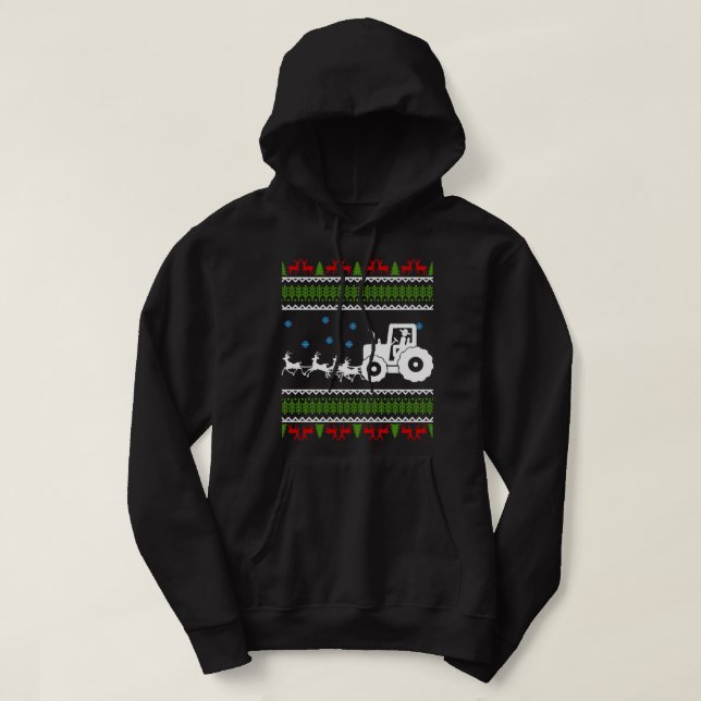 Sudadera Graciosos Navidades de renos de tractores Merch Hu (Diseño del anverso)