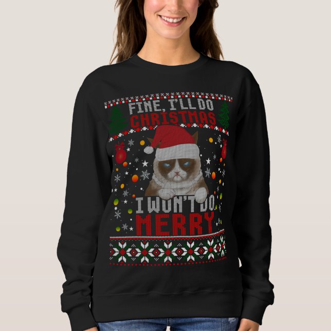 Sudadera Graciosos Navidades Grumpy Chiste Cat Pun Feo Navi (Anverso)