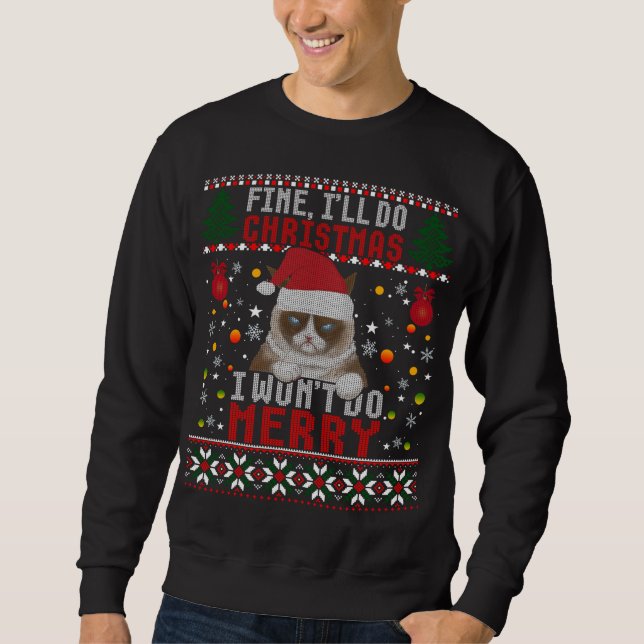 Sudadera Graciosos Navidades Grumpy Chiste Cat Pun Feo Navi (Anverso)