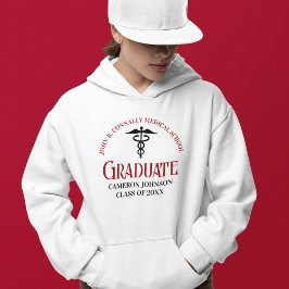 Sudadera Graduación de guión rojo de la Escuela Médica pers