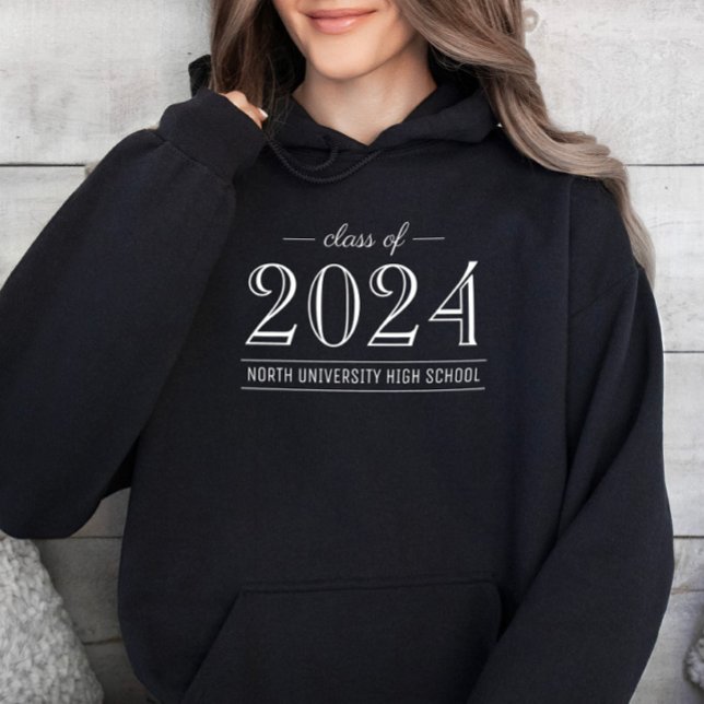 Sudadera Graduación elegante de Personalizados blancos y ne (Subido por el creador)