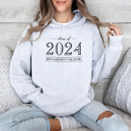 Sudadera Graduación elegante de Personalizados blancos y ne