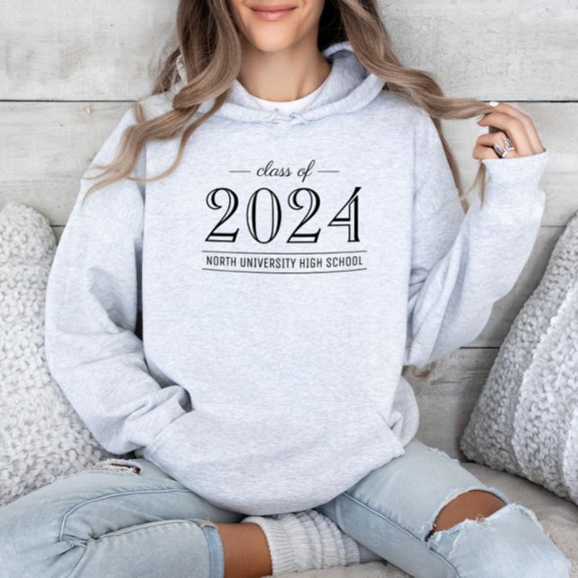 Sudadera Graduación elegante de Personalizados blancos y ne (Subido por el creador)