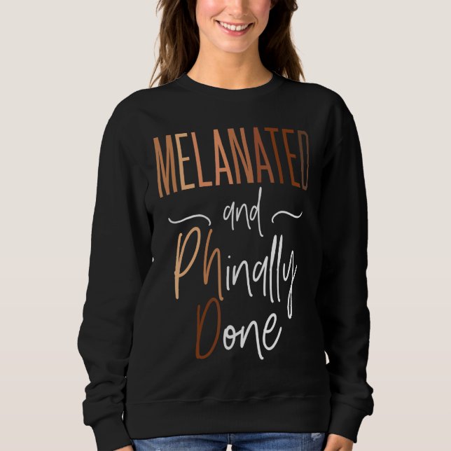 Sudadera Graduada de doctorado melanada para mujer negra (Anverso)