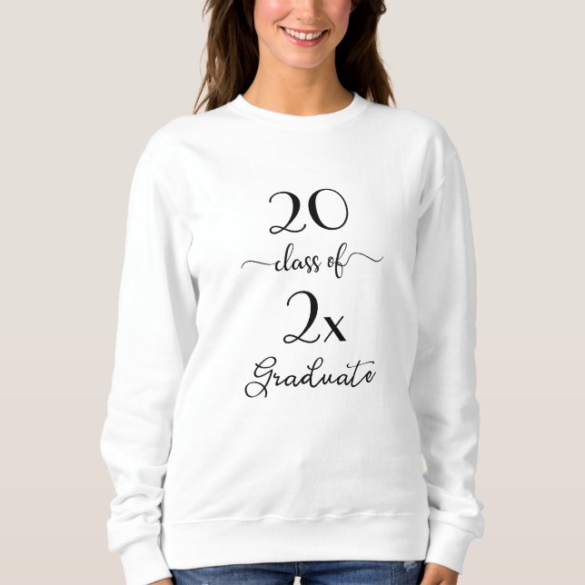 Sudadera Graduado De Año De La Clase De Guión Blanco Negro (Anverso)