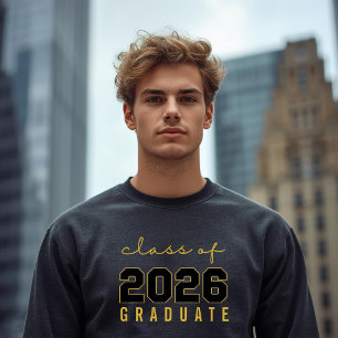 Sudadera Graduado Minimalista Negro Dorado Promoción 2026