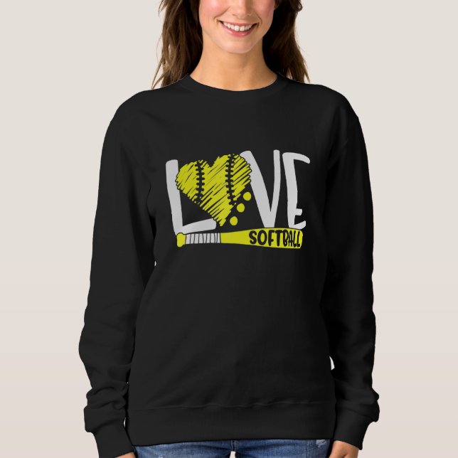 Sudadera Grafa De Amor En Softball Diciendo Para Chicas Ado (Anverso)