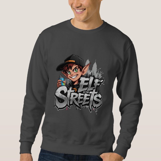 Sudadera Graffiti Elf with Spray Can – “Elf in the Streets” (Anverso)