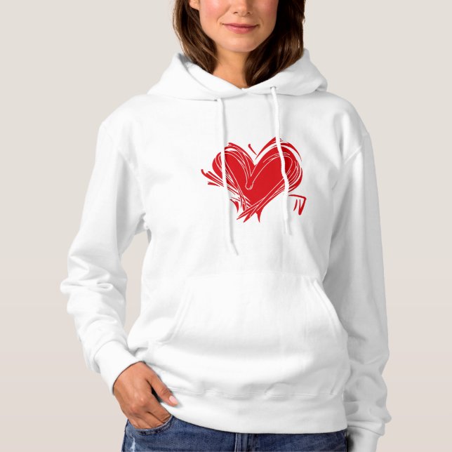 Sudadera "Graffiti Heart Crop Hoodie - Edgy Love Statement" (Anverso)