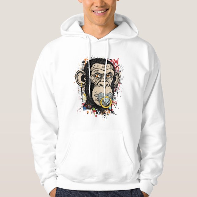 Sudadera Graffiti Monkey Hoodie - Resumen de arte callejero (Anverso)