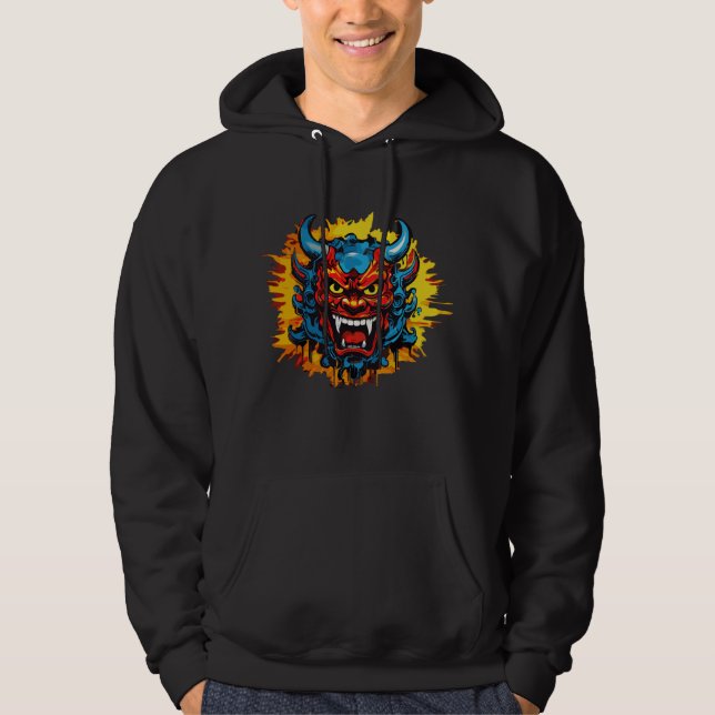 Sudadera Graffiti Oni Mask Ilustracion negrita y arte único (Anverso)