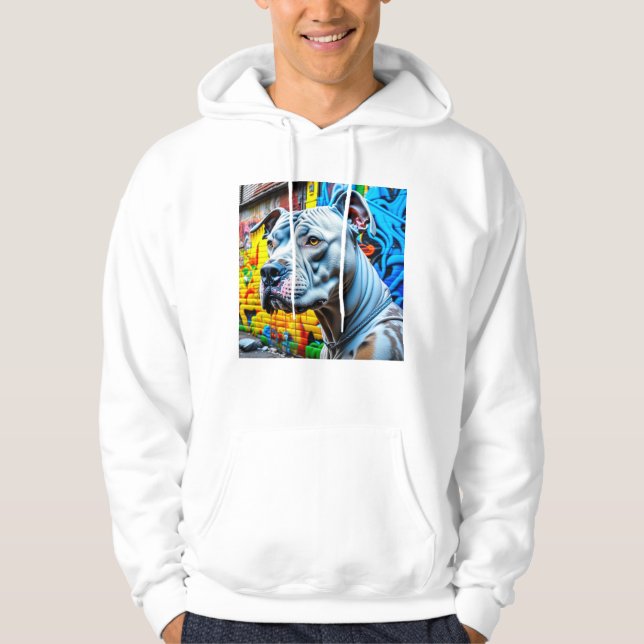 Sudadera Graffiti urbano Art White Pitbull Lover (Anverso)