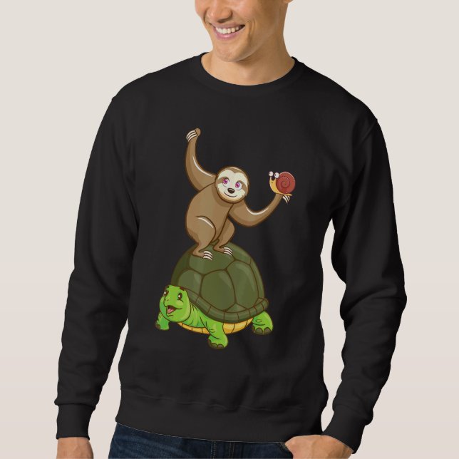 Sudadera Gráfica animal de Sloth Turtle Snail Lazy Sloths (Anverso)