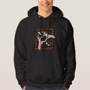 Sudadera gráfica artística de manos en forma de co