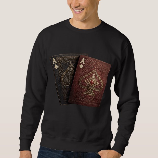 Sudadera gráfica con cartas de juego As de Picas (Anverso)