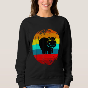 Sudadera Gráfica De Animales De Granja Retro Con Hippo Vint