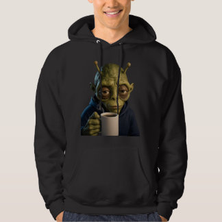 Sudadera gráfica de café de mañana de alien cansad