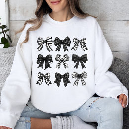 Sudadera Gráfica de Coquette Halloween Black and White Bow