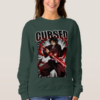 Sudadera Gráfica de guerrero katana de estilo anime oscuro