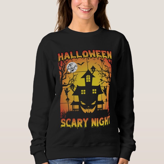 Sudadera Gráfica de Halloween con calabaza engullida (Anverso)
