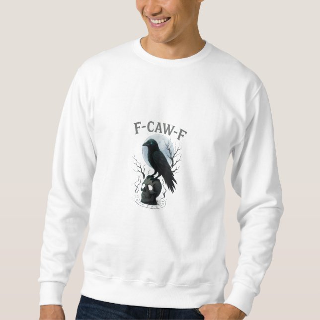 Sudadera Gráfica de Halloween de cráneo de cuervo gótico F  (Anverso)