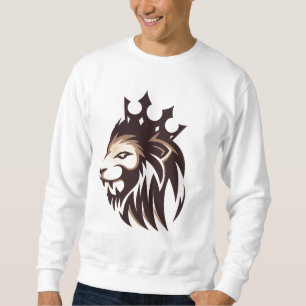 Sudadera gráfica de león con corona real para homb
