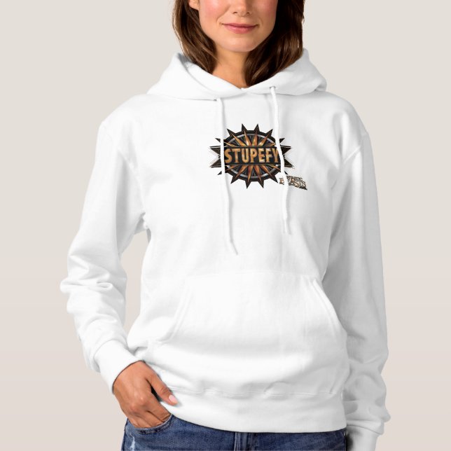 Sudadera Gráfica de ortografía con estupidez de oro y negro (Anverso)