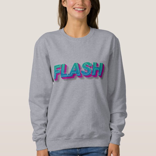 Sudadera Gráfica de texto Pop Art con destello de neón (Anverso)
