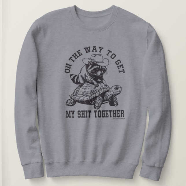 Sudadera gráfica divertida de tortuga y mapache (Anverso del diseño)
