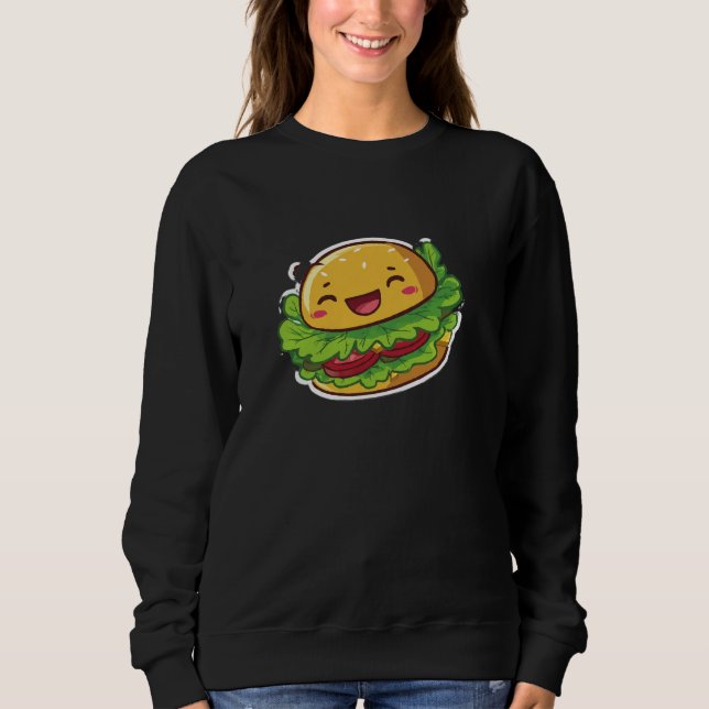 Sudadera gráfica Feliz Kawaii Hamburguesa (Anverso)