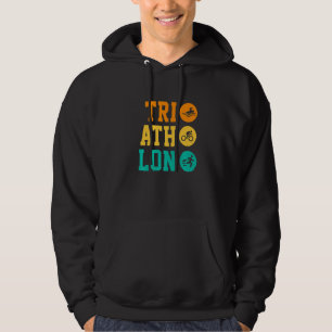 Sudadera Gráfica Retro Correr Bicicleta Nadar Triatlón Tria