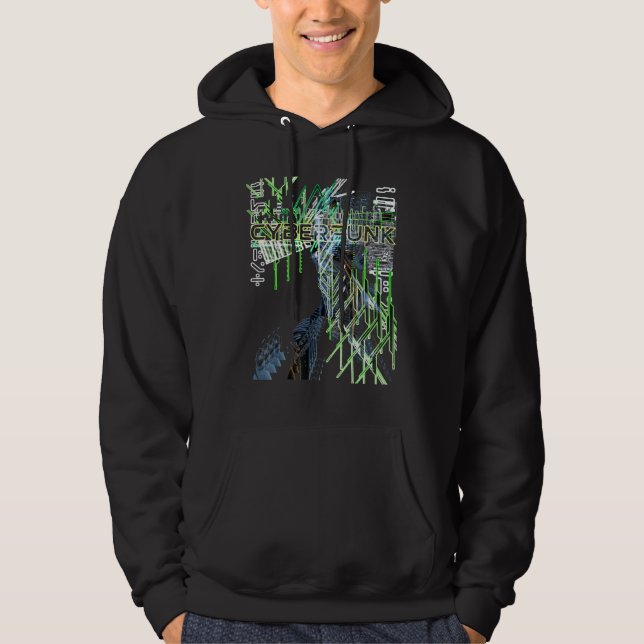Sudadera Gráfica Trippy Glitch de Cyberpunk Estética Retro  (Anverso)