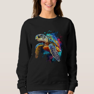 Sudadera Gráfico de acuarela de tortuga marina