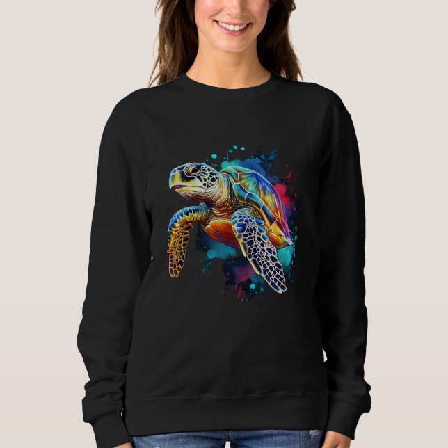Sudadera Gráfico de acuarela de tortuga marina (Anverso)