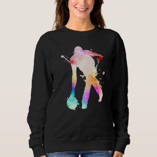 Sudadera Gráfico de acuarela deportiva Bowling