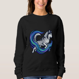 Sudadera Gráfico de Aura Azul Eléctrico Spirit Husky
