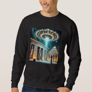 Sudadera Gráfico de contacto antiguo de ovni de Egipto en l