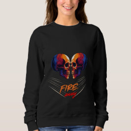 Sudadera Gráfico de Doble Cráneo Azul y Naranja Vibrante