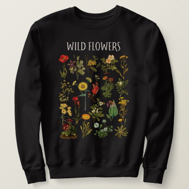 Sudadera Gráfico de Flor Silvestre Vintage  (Anverso del diseño)