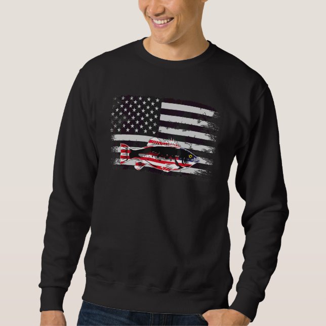 Sudadera Gráfico de la bandera de Estados Unidos de pesca v (Anverso)