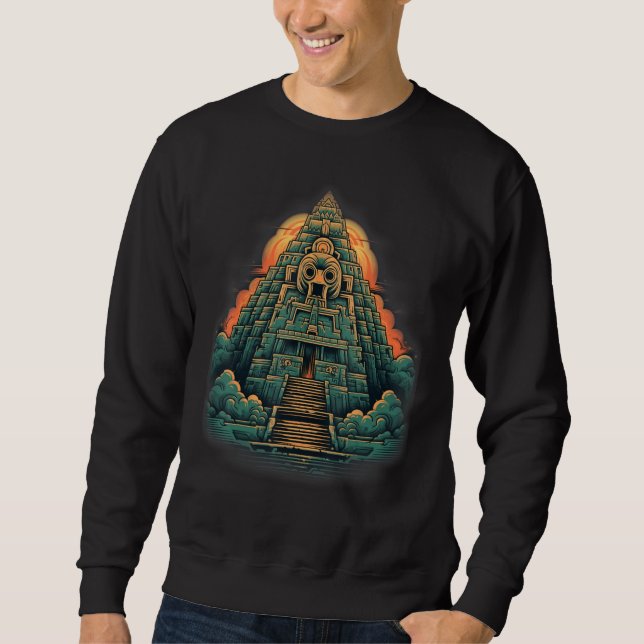 Sudadera Gráfico de la pirámide del templo de la selva míst (Anverso)