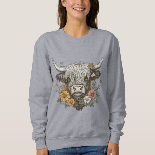 Sudadera Gráfico de la vaca de estilo de granja en las tier (Anverso)