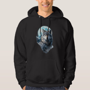 Sudadera Gráfico de Lobo Lunar Aullando ,Bajo Noche de Luna