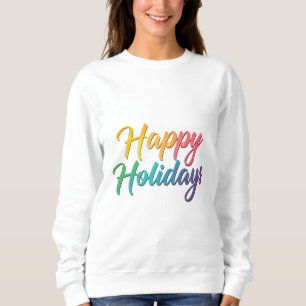 Sudadera Gráfico de texto Rainbow Happy Holidays