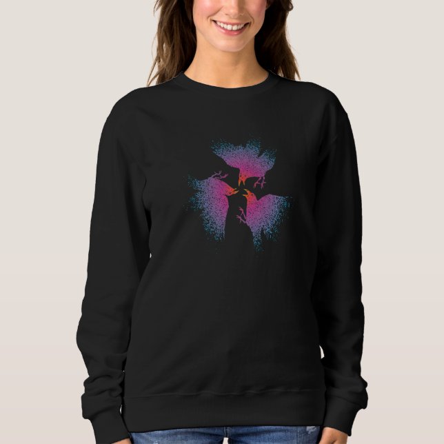 Sudadera Gráfico de tres cuervos coloridos (Anverso)