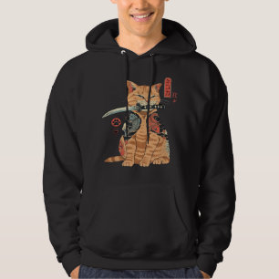 Sudadera Gráfico del gato japonés samurai Ninja Kawaii Tatt